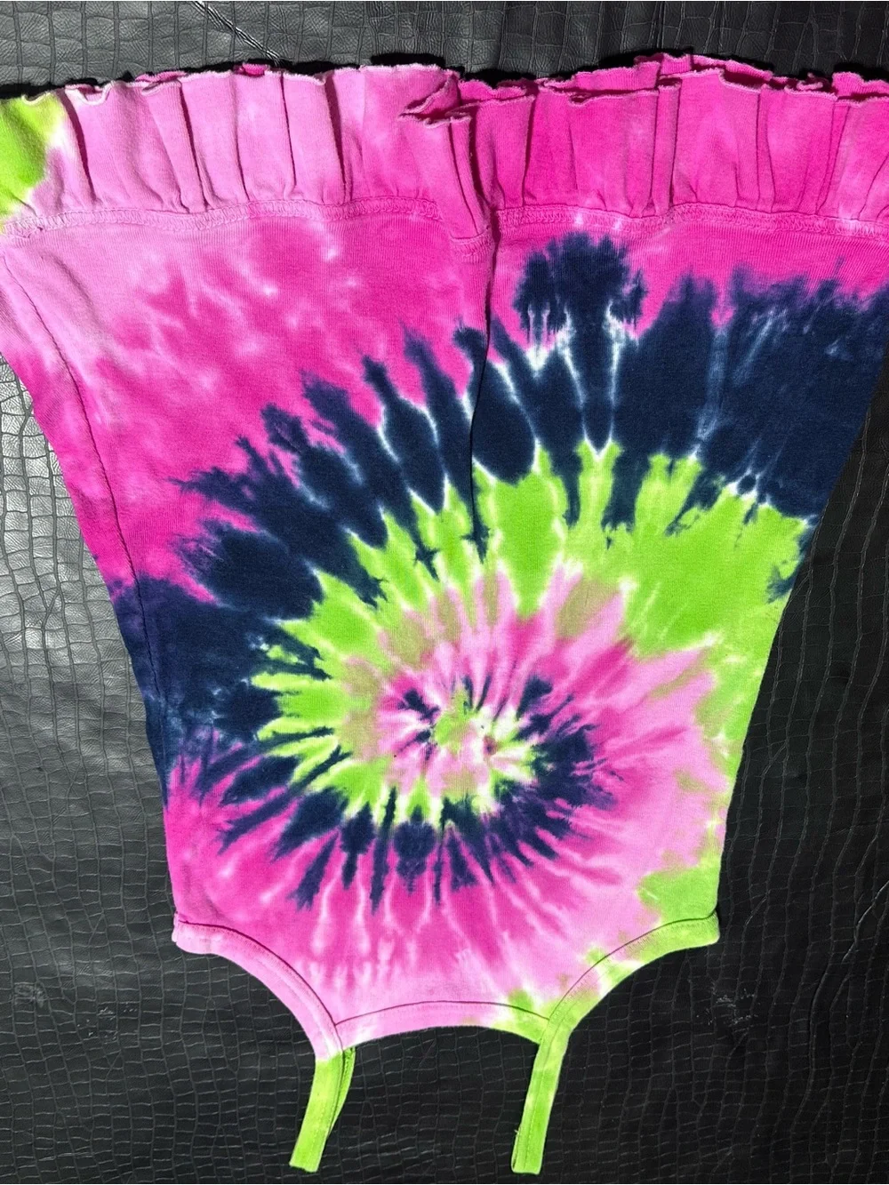 Girls Tie-Dye Ruffle Hem Tank Dress - Pink, Green, Navy
